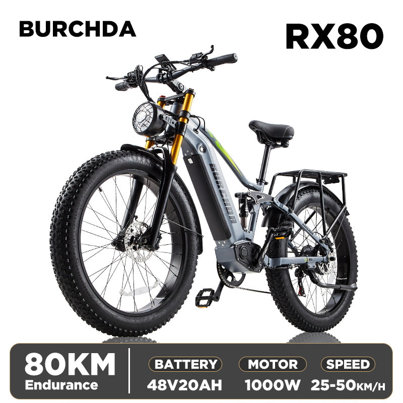 BURCHDA-RX80-26 inch soft tail snow electric bike 4.0 tire